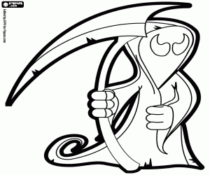 The Death with a scythe, Halloween coloring page
