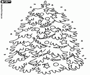 Decorated Christmas fir coloring page