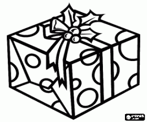A decorated Christmas gift coloring page