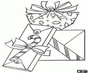 Decorated Christmas gifts coloring page