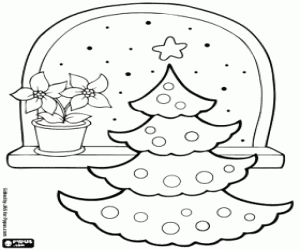 Decorated Christmas tree coloring page