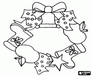 Decorated Christmas wreath coloring page