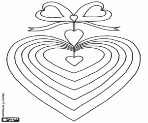 A decorative sequence of hearts coloring page