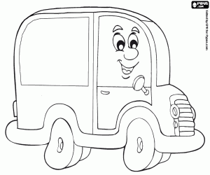 The delivery van en route coloring page