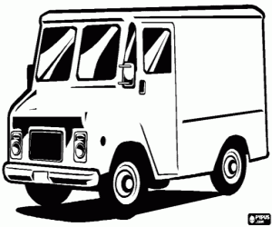 A delivery van coloring page