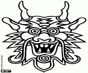 A demonic dragon mask coloring page