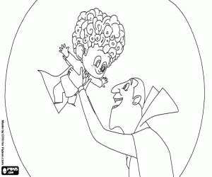 Dennis with his grandfather Dracula coloring page