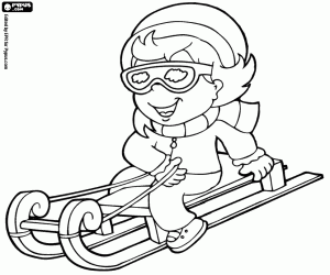 Descent on sled coloring page
