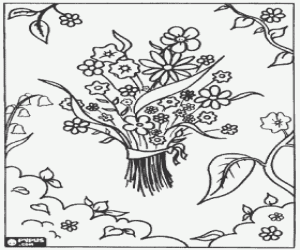 A design of a flowers bouquet coloring page
