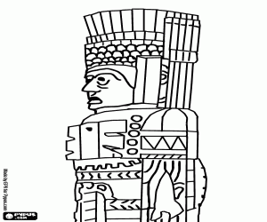 Detail of a toltec column, Tula coloring page