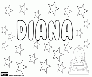 Diana, mythological name coloring page