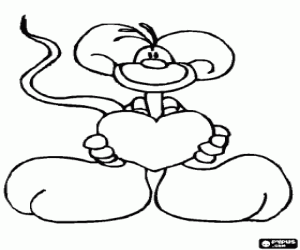 Diddle with a big heart coloring page