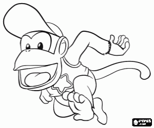Diddy Kong, a chimpanzee coloring page