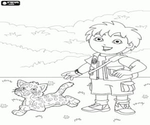 Diego Marquez and Baby Jaguar coloring page