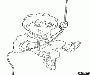 Diego with a rope coloring page