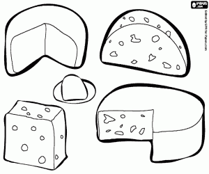 Different varieties of cheeses coloring page