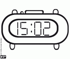 A digital alarm clock coloring page