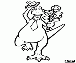 A dinosaur with tie coloring page