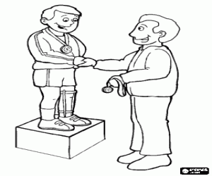 A disabled athlete on the podium coloring page
