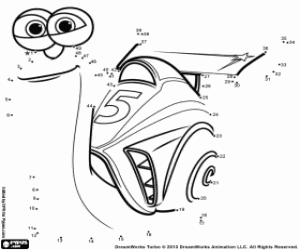 Discover Turbo, dot to dot coloring page
