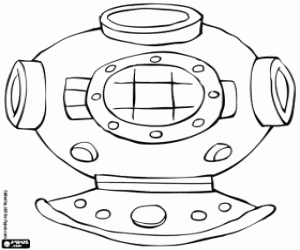The diver helmet coloring page