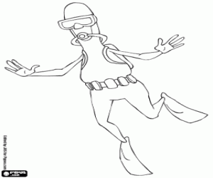 A diver ready coloring page