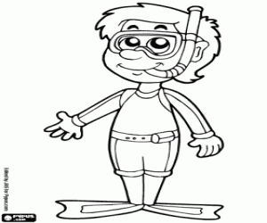 Diver with neoprene coloring page