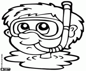 The diver's head out of the water coloring page