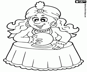 Divination with crystal ball coloring page