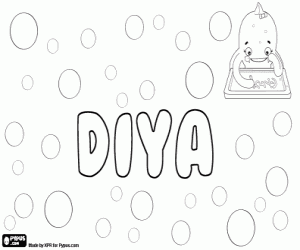 Diya, Indian name for female coloring page