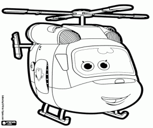 Dizzy in the form of helicopter coloring page