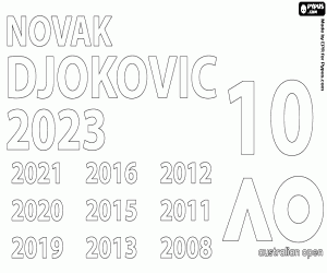 Djokovic, 10 Australian Open titles coloring page