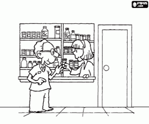 Doctor in the hospital pharmacy coloring page