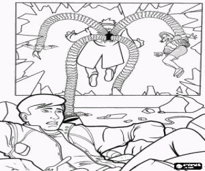 Doctor Octopus kidnaps Mary Jane coloring page