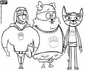Dodge, Bingo and Sheeba frm PetSquad coloring page