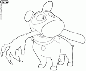 The dog with the arm of the mummy coloring page