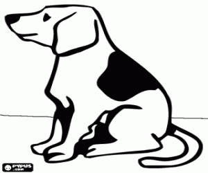 Dog sitting on the floor coloring page