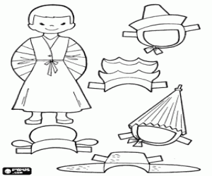A doll of Korea, dress up game coloring page