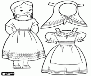 A doll with Mexican dresses coloring page