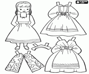 Doll and Swedish traditional clothes coloring page