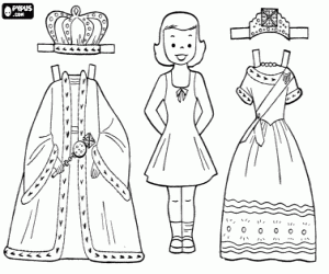 Doll to dress up like a queen coloring page