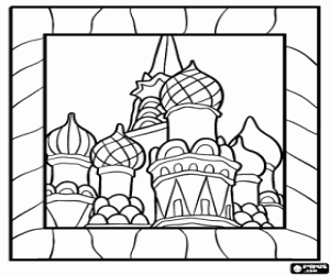 The domes of St. Basil in Moscow coloring page