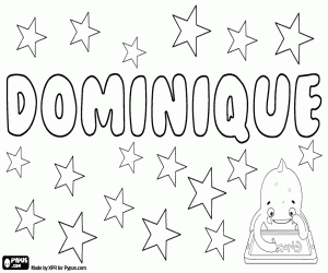 Dominique, unisex name coloring page