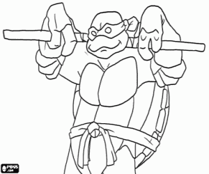 Donatello with his prefered weapon coloring page