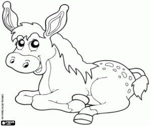 Donkey lying coloring page