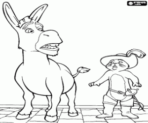 Donkey and Puss in Boots coloring page