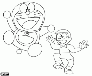 Doraemon and Nobita,the protagonists coloring page