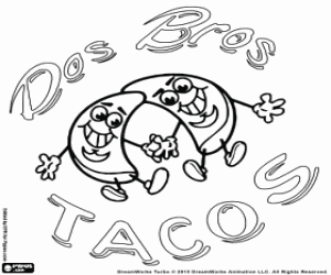 Dos Bros Tacos logo coloring page