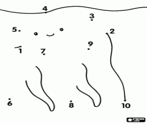 Dot to dot, a marine animal coloring page