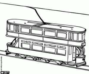 A double-decker tramway coloring page